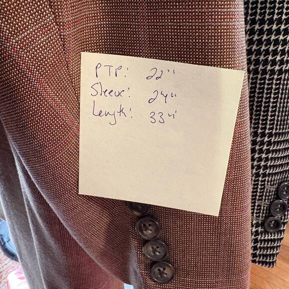 Vintage Zegna Brown Windowpane Plaid Tweed Blazer - Picture 7 of 7